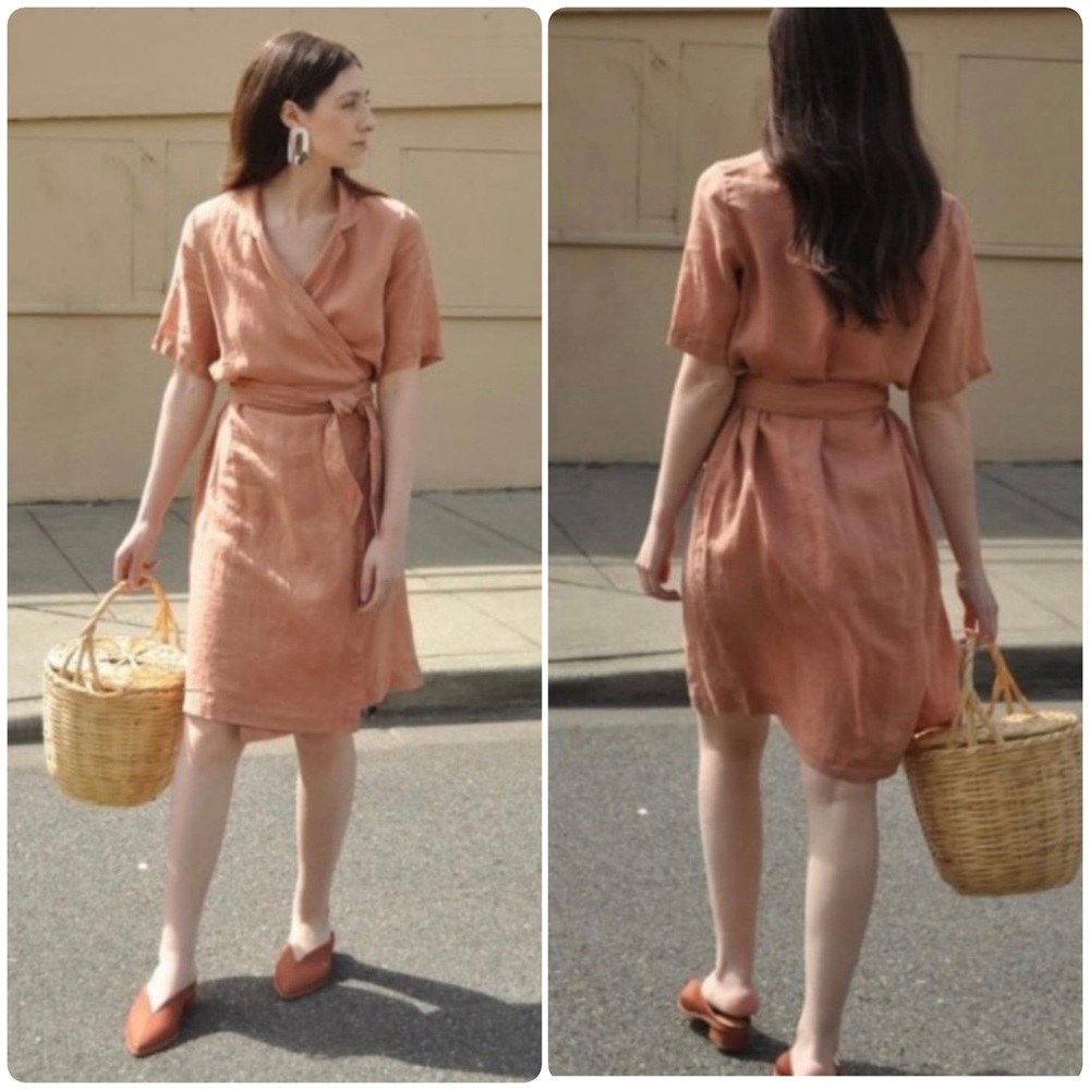 Rachel Harrah Wrap Dress in Rust Pink Size Small